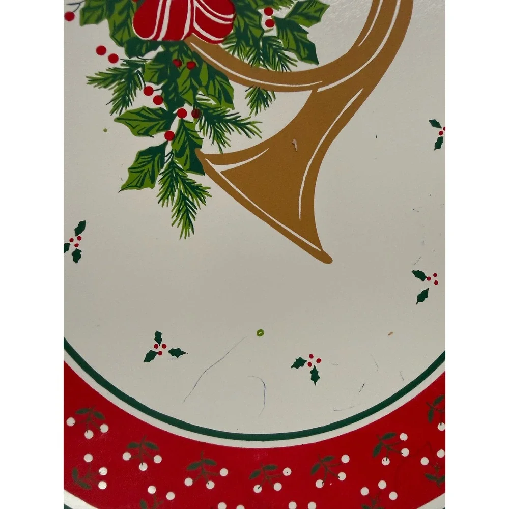 Vintage Kmart Christmas Placemats Set of 6 Oval French Horn Holly Red Green Gold